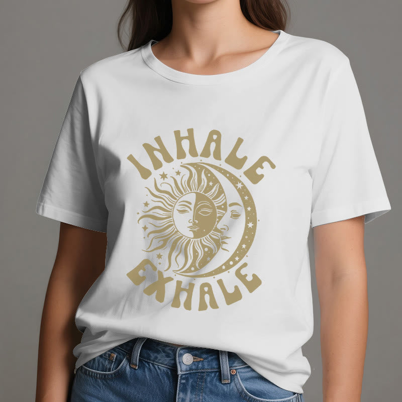 Camiseta espiritual "Inhala, exhala" de Olivenorma , Sol y Luna - image 7