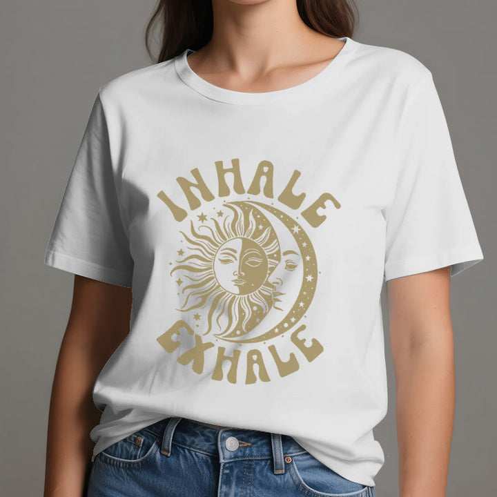 Camiseta espiritual "Inhala, exhala" de Olivenorma , Sol y Luna - image 7