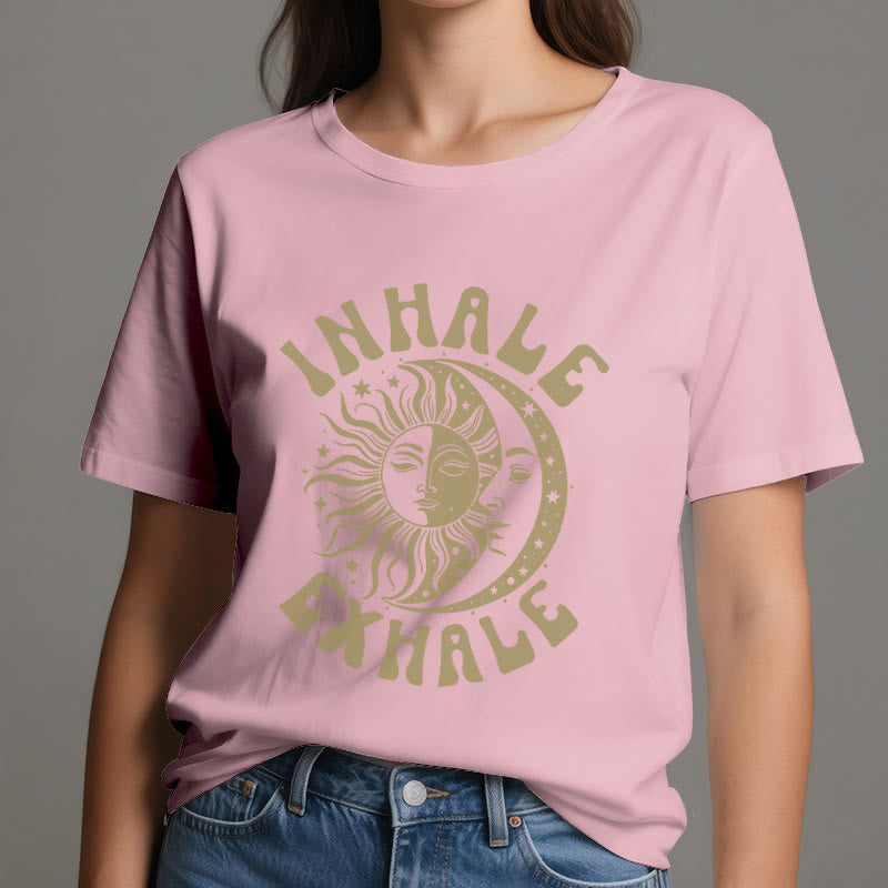 Camiseta espiritual "Inhala, exhala" de Olivenorma , Sol y Luna - image 13