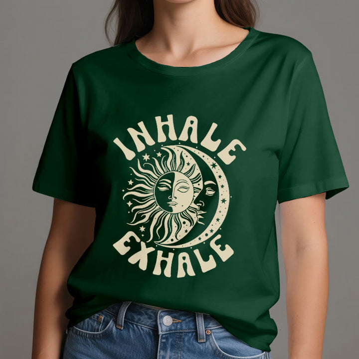 Camiseta espiritual "Inhala, exhala" de Olivenorma , Sol y Luna - image 21