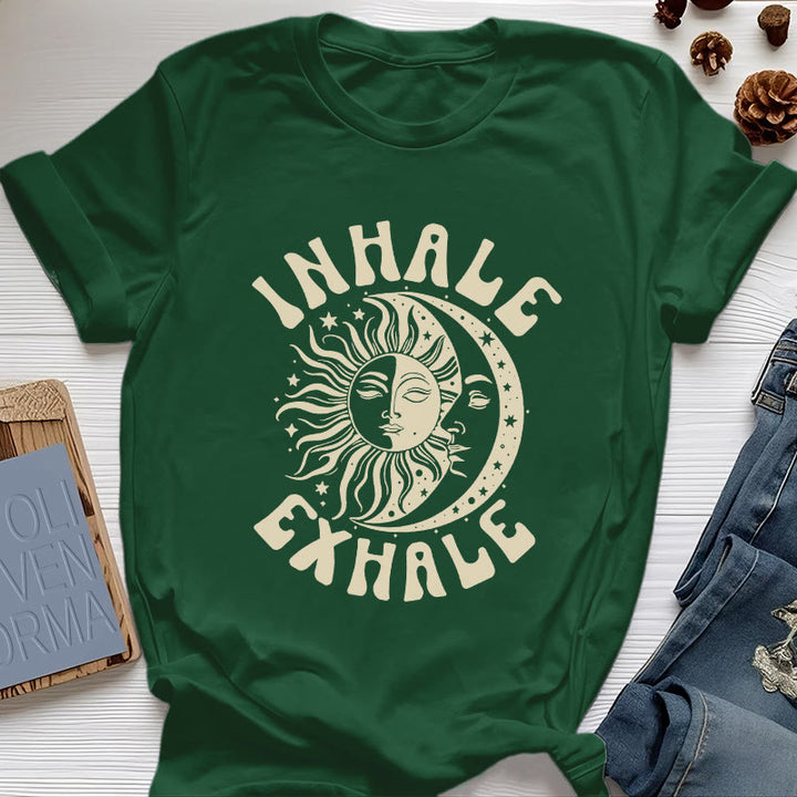 Camiseta espiritual "Inhala, exhala" de Olivenorma , Sol y Luna - Verde oscuro - 2XL - image 20