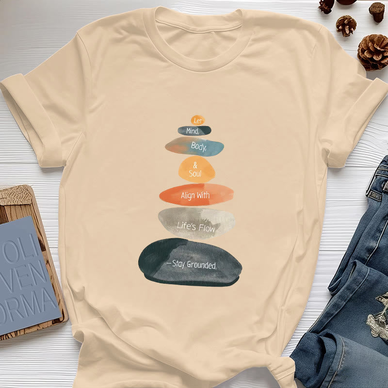 Camiseta espiritual ligera de algodón "Mantente en la Tierra" de Olivenorma - Amarillo - 2XL - image 10