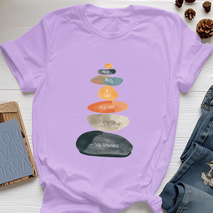Camiseta espiritual ligera de algodón "Mantente en la Tierra" de Olivenorma - Púrpura - 2XL - image 16