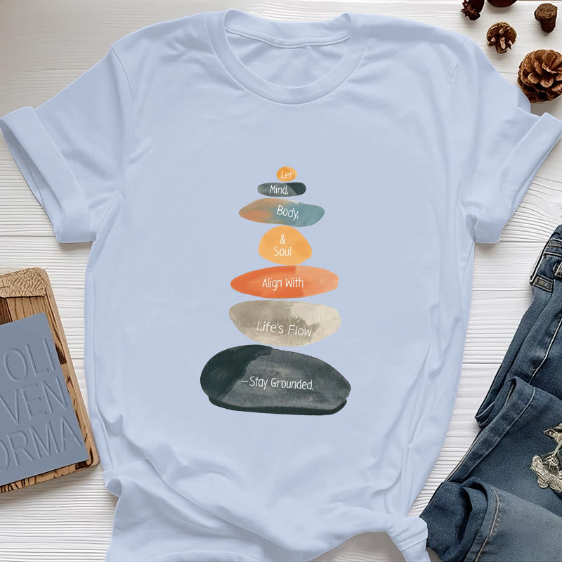 Camiseta espiritual ligera de algodón "Mantente en la Tierra" de Olivenorma - Azul - 2XL - image 12