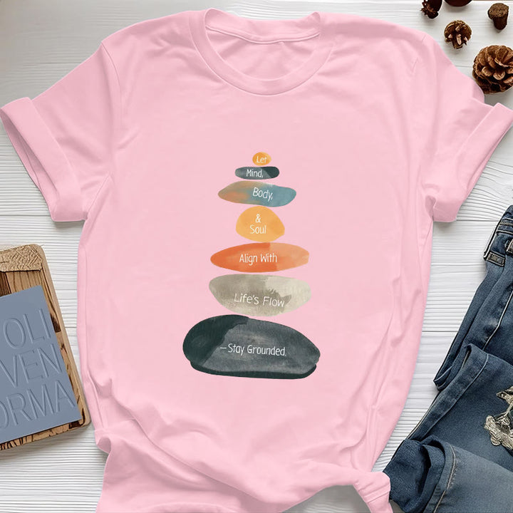 Camiseta espiritual ligera de algodón "Mantente en la Tierra" de Olivenorma - Rosa - 2XL - image 14