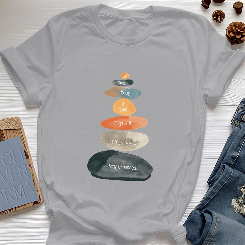 Camiseta espiritual ligera de algodón "Mantente en la Tierra" de Olivenorma - Gris - 2XL - image 8