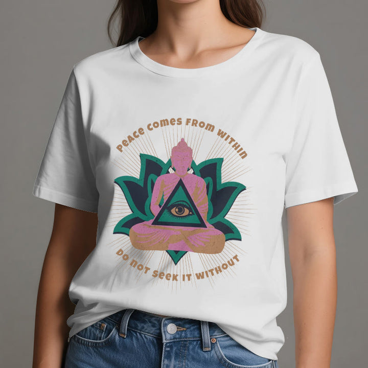 Olivenorma "La paz viene de dentro" Camiseta espiritual Buda Loto - image 7
