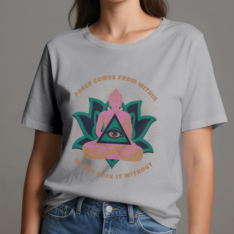 Olivenorma "La paz viene de dentro" Camiseta espiritual Buda Loto - image 2