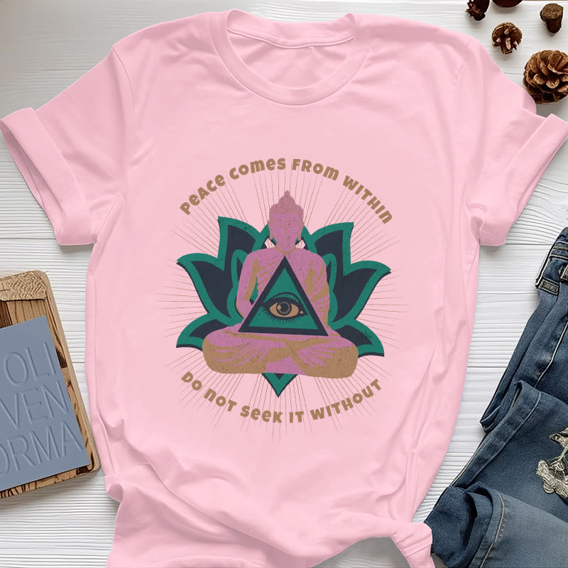 Olivenorma "La paz viene de dentro" Camiseta espiritual Buda Loto - Rosa - 2XL - image 14