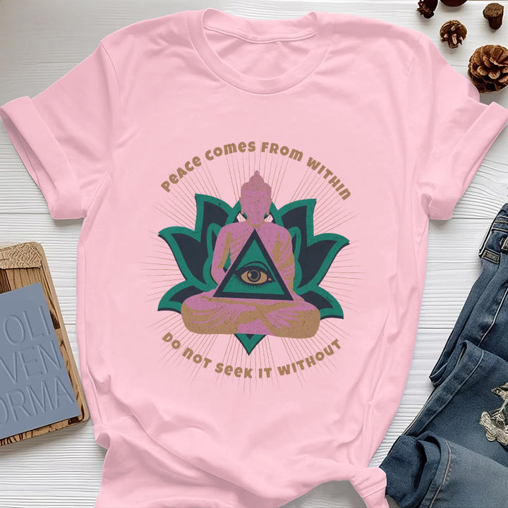 Olivenorma "La paz viene de dentro" Camiseta espiritual Buda Loto - Rosa - 2XL - image 14