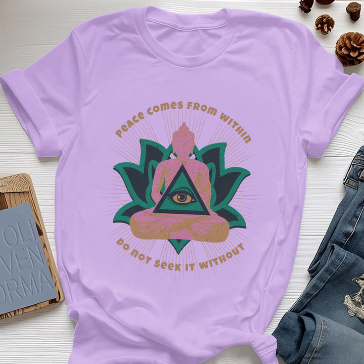 Olivenorma "La paz viene de dentro" Camiseta espiritual Buda Loto - Púrpura - 2XL - image 16