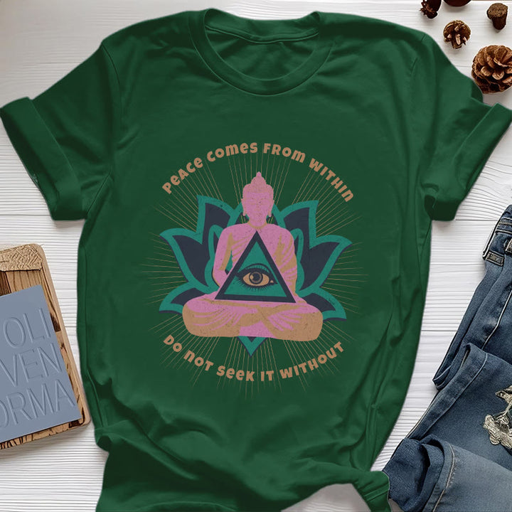 Olivenorma "La paz viene de dentro" Camiseta espiritual Buda Loto - Verde oscuro - 2XL - image 20
