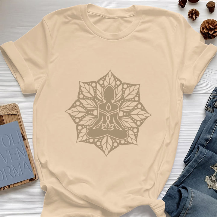 Camiseta de yoga y meditación floral Olivenorma Medala - Amarillo - 2XL - image 10