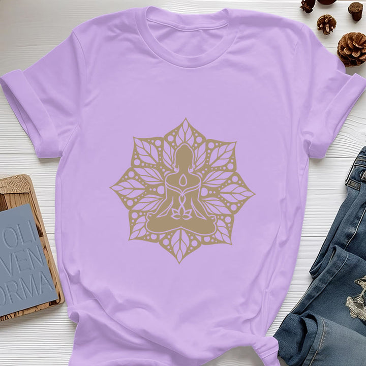 Camiseta de yoga y meditación floral Olivenorma Medala - Púrpura - 2XL - image 16
