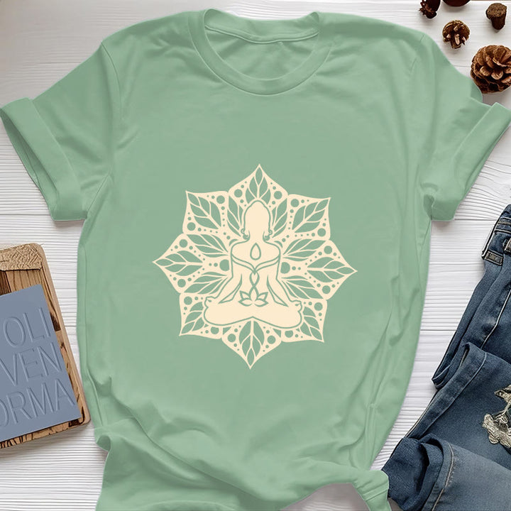 Camiseta de yoga y meditación floral Olivenorma Medala - Verde claro - 2XL - image 18