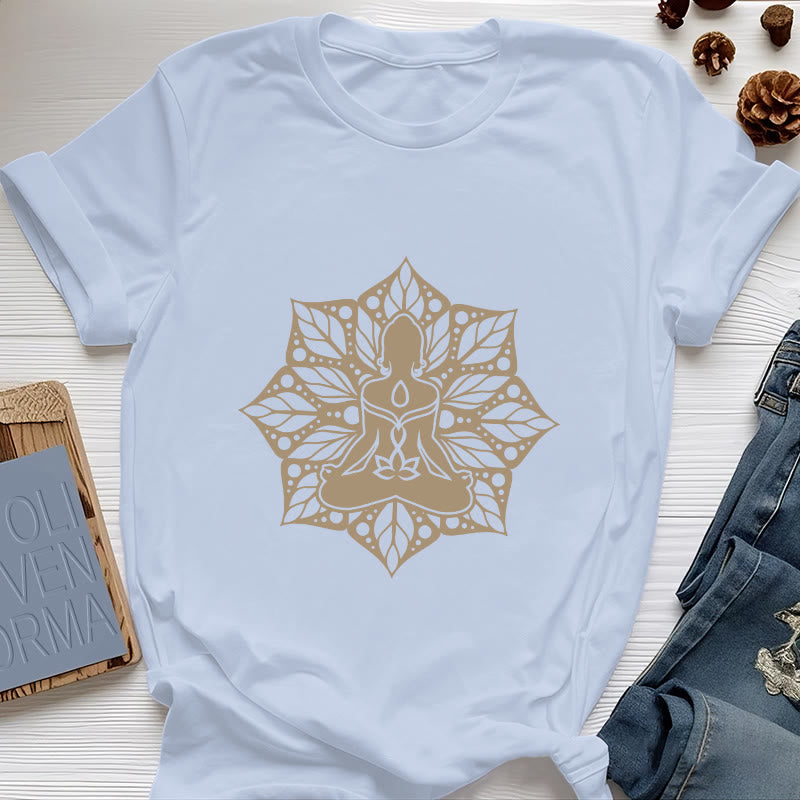 Camiseta de yoga y meditación floral Olivenorma Medala - Azul - 2XL - image 12