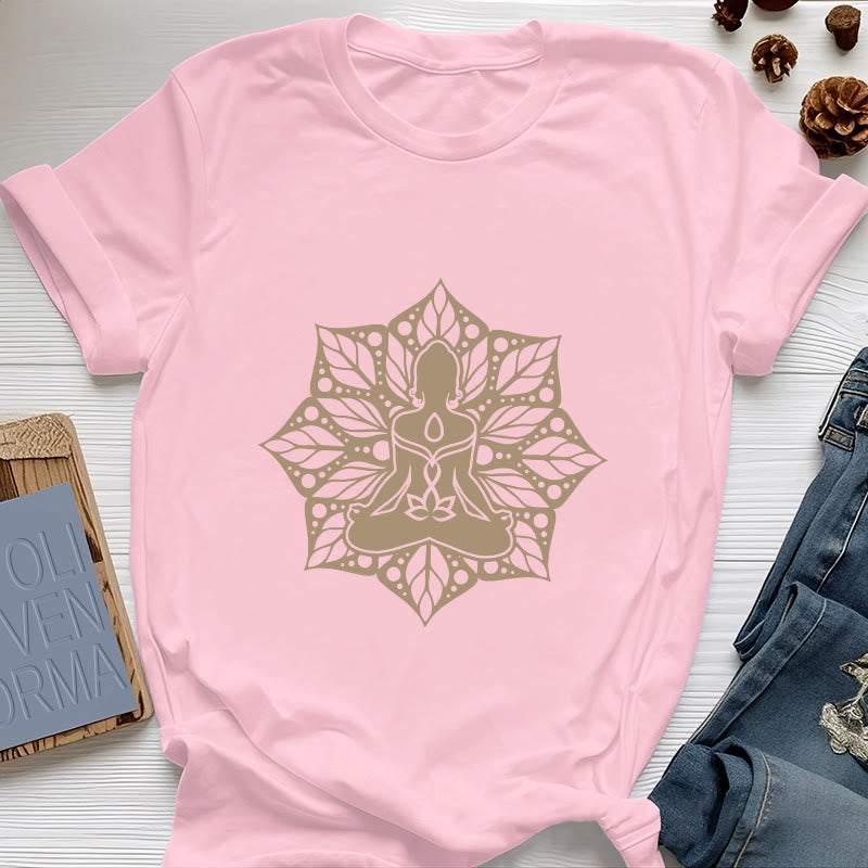 Camiseta de yoga y meditación floral Olivenorma Medala - Rosa - 2XL - image 14
