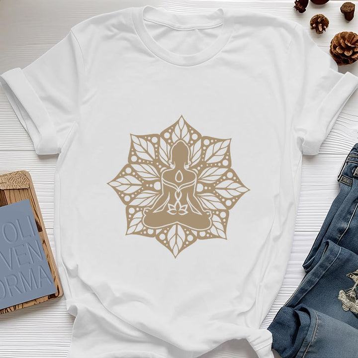 Camiseta de yoga y meditación floral Olivenorma Medala - Blanco - 2XL - image 6