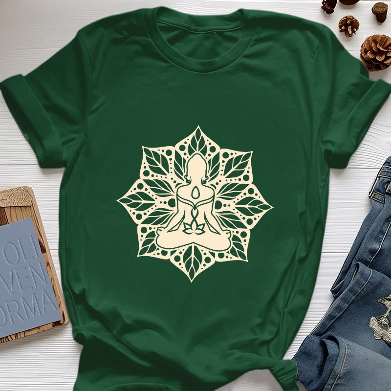 Camiseta de yoga y meditación floral Olivenorma Medala - Verde oscuro - 2XL - image 20