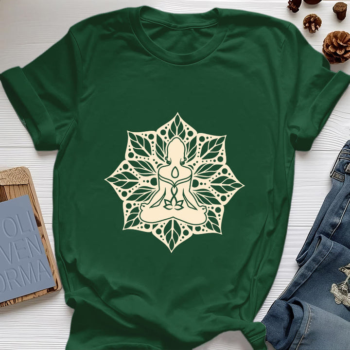 Camiseta de yoga y meditación floral Olivenorma Medala - Verde oscuro - 2XL - image 20