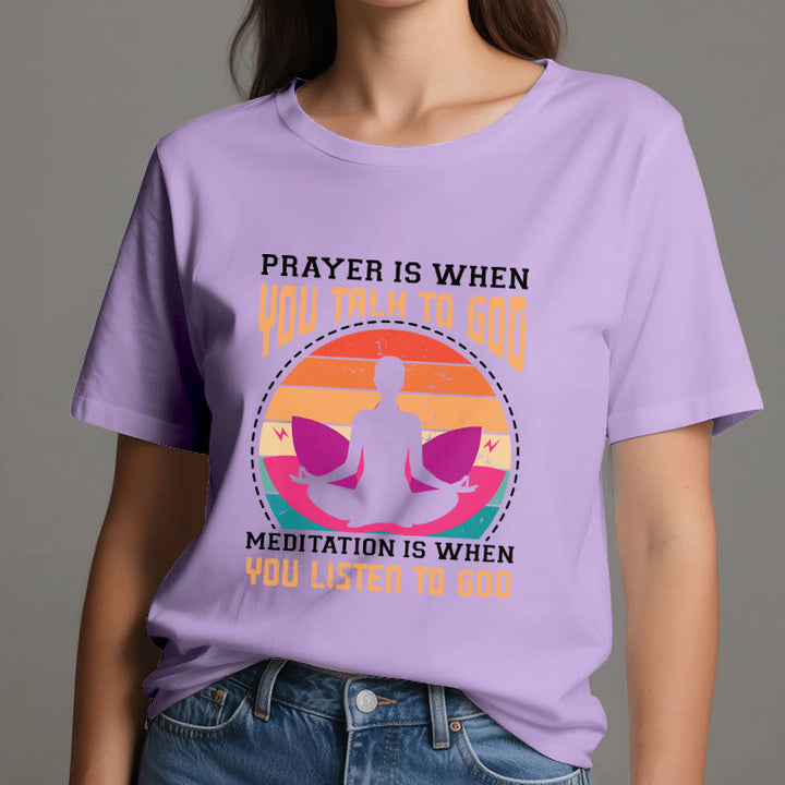 Olivenorma "La meditación es escuchar a Dios" Camiseta de yoga espiritual - image 17