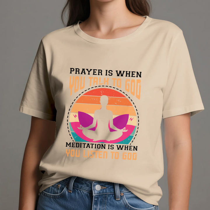 Olivenorma "La meditación es escuchar a Dios" Camiseta de yoga espiritual - image 11
