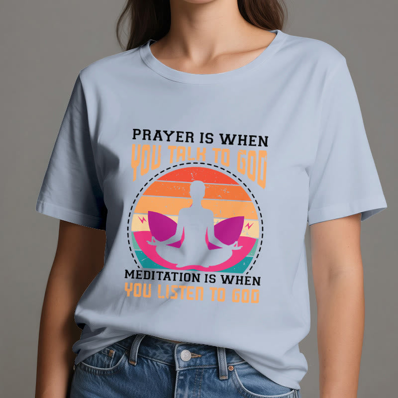 Olivenorma "La meditación es escuchar a Dios" Camiseta de yoga espiritual - image 13