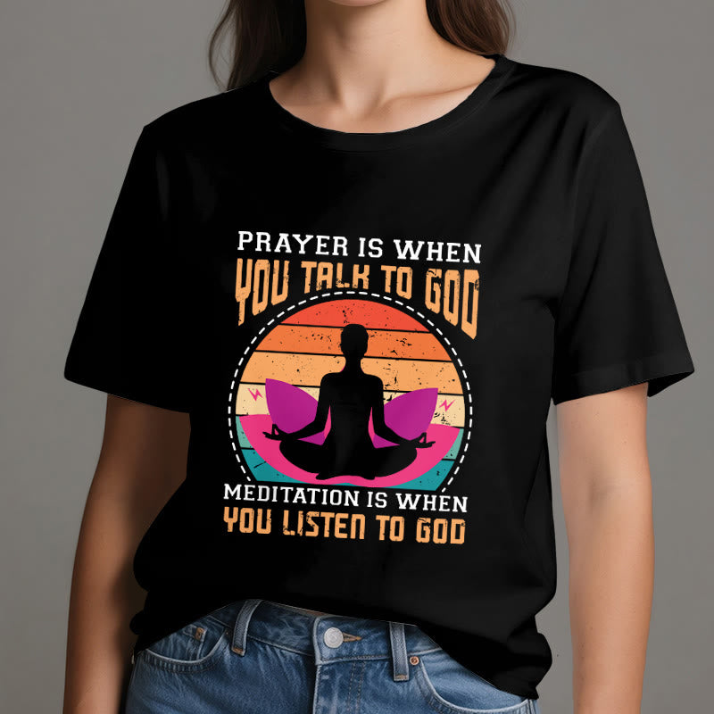 Olivenorma "La meditación es escuchar a Dios" Camiseta de yoga espiritual - image 2