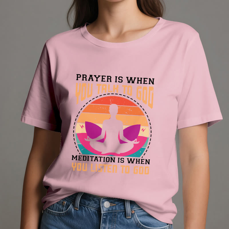 Olivenorma "La meditación es escuchar a Dios" Camiseta de yoga espiritual - image 15