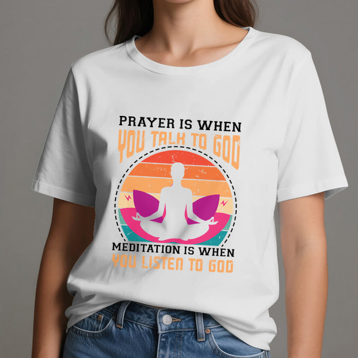 Olivenorma "La meditación es escuchar a Dios" Camiseta de yoga espiritual - image 7