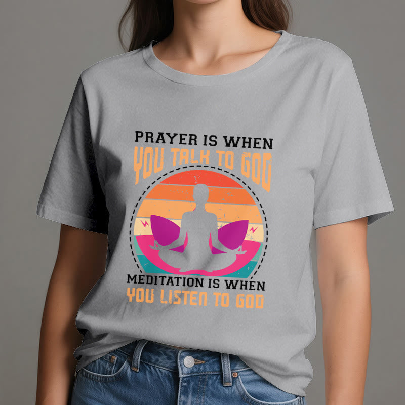 Olivenorma "La meditación es escuchar a Dios" Camiseta de yoga espiritual - image 9