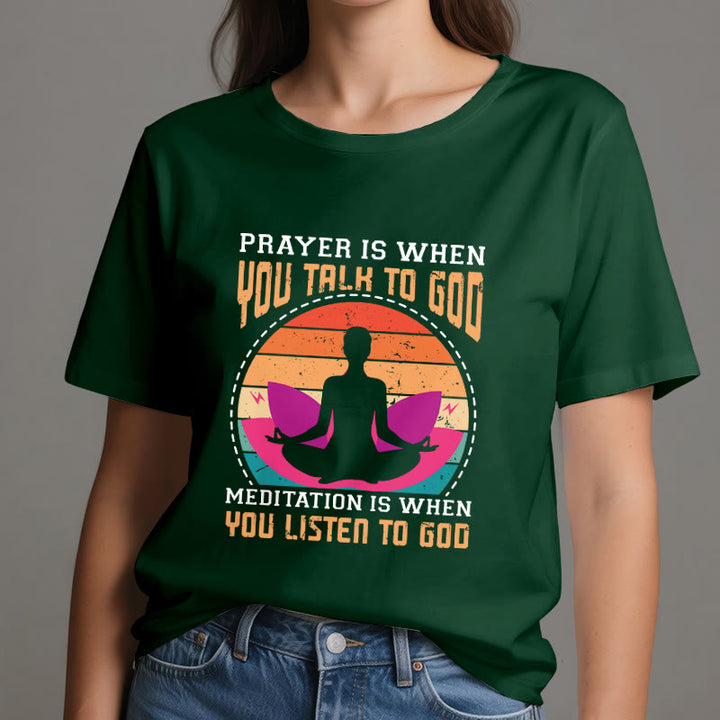 Olivenorma "La meditación es escuchar a Dios" Camiseta de yoga espiritual - image 21