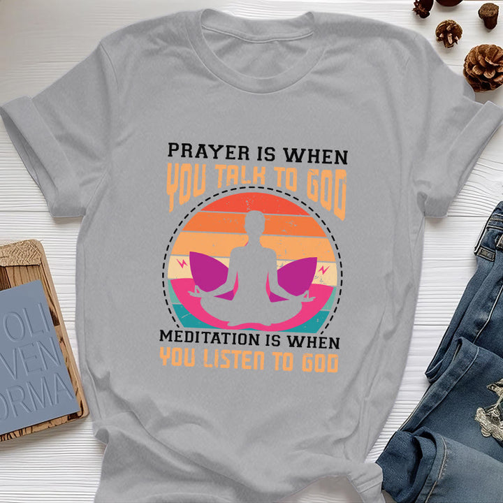 Olivenorma "La meditación es escuchar a Dios" Camiseta de yoga espiritual - Gris - 2XL - image 8
