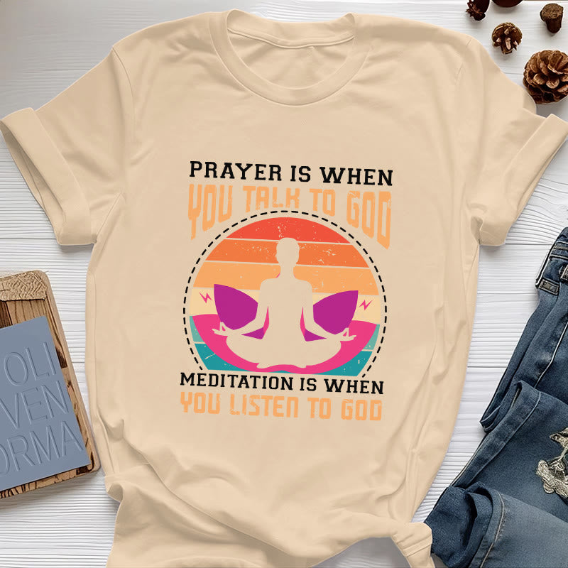 Olivenorma "La meditación es escuchar a Dios" Camiseta de yoga espiritual - Amarillo - 2XL - image 10