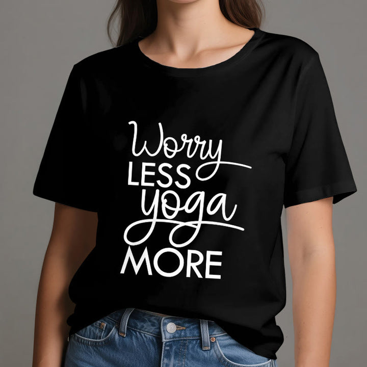 Camiseta Olivenorma "Preocúpate menos, haz más yoga" para amantes del yoga. Camiseta de meditación. - image 9