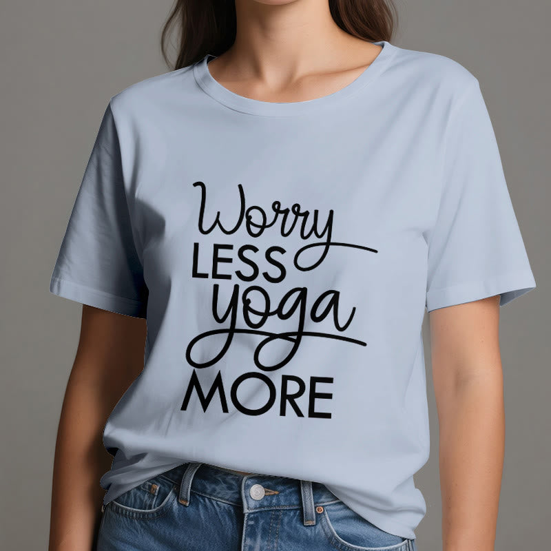 Camiseta Olivenorma "Preocúpate menos, haz más yoga" para amantes del yoga. Camiseta de meditación. - image 13