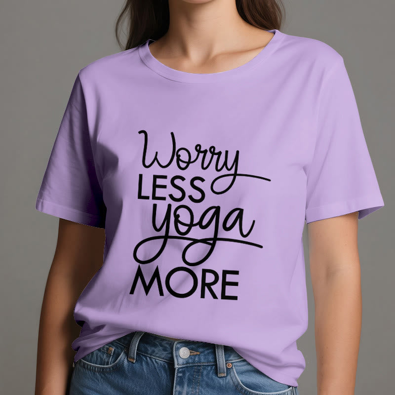 Camiseta Olivenorma "Preocúpate menos, haz más yoga" para amantes del yoga. Camiseta de meditación. - image 17
