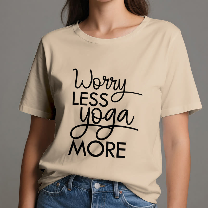 Camiseta Olivenorma "Preocúpate menos, haz más yoga" para amantes del yoga. Camiseta de meditación. - image 11