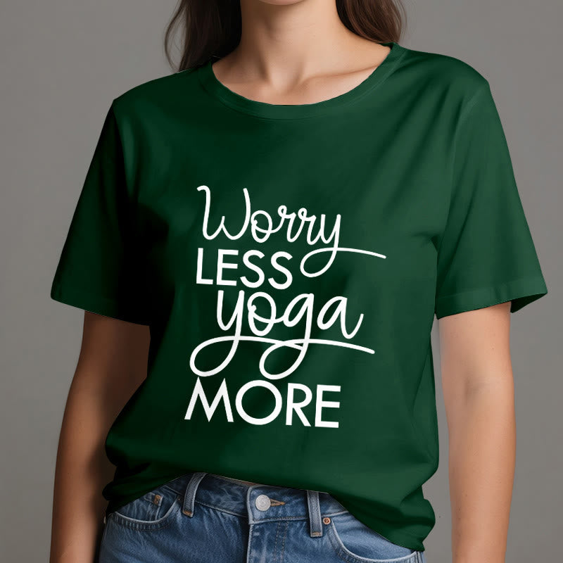 Camiseta Olivenorma "Preocúpate menos, haz más yoga" para amantes del yoga. Camiseta de meditación. - image 21