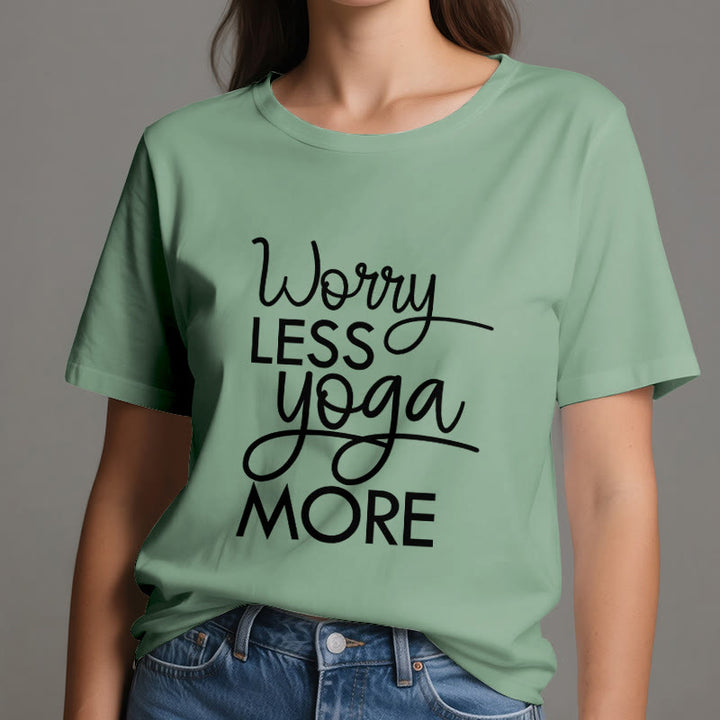 Camiseta Olivenorma "Preocúpate menos, haz más yoga" para amantes del yoga. Camiseta de meditación. - image 19
