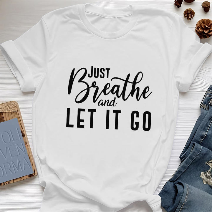 Camiseta espiritual Olivenorma "Solo respira y déjalo ir" - Blanco - 2XL - image 6