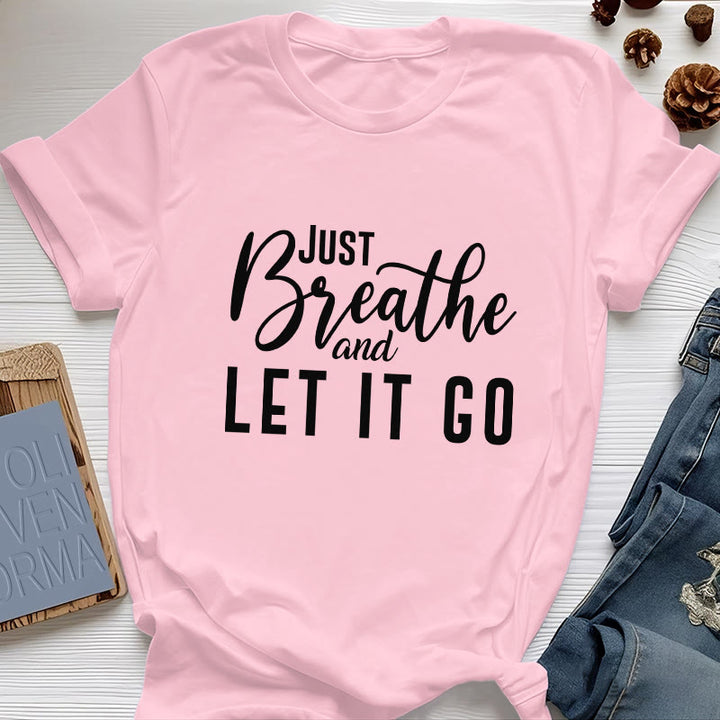 Camiseta espiritual Olivenorma "Solo respira y déjalo ir" - Rosa - 2XL - image 14