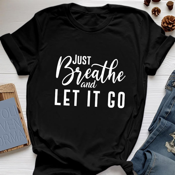Camiseta espiritual Olivenorma "Solo respira y déjalo ir" - Negro - 2XL - image 8