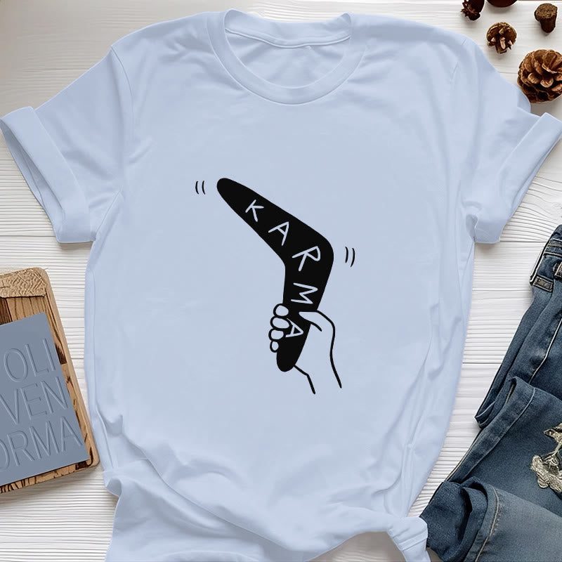 Camiseta divertida de Olivenorma "KARMA" para hacer ejercicio y yoga - Azul - 2XL - image 12