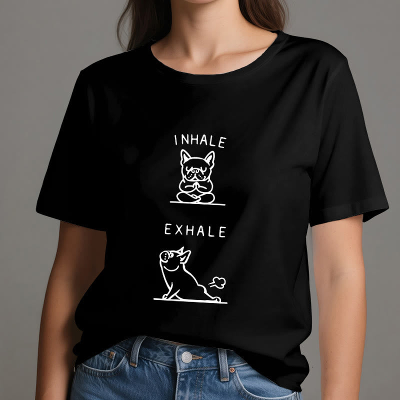 Camiseta espiritual divertida "Inhala y exhala" de Olivenorma Bulldog - image 7