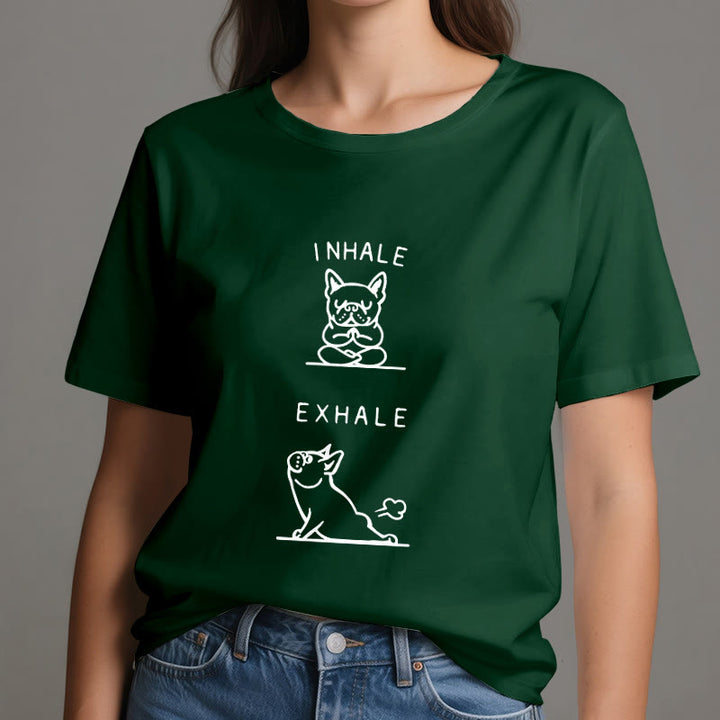 Camiseta espiritual divertida "Inhala y exhala" de Olivenorma Bulldog - image 21