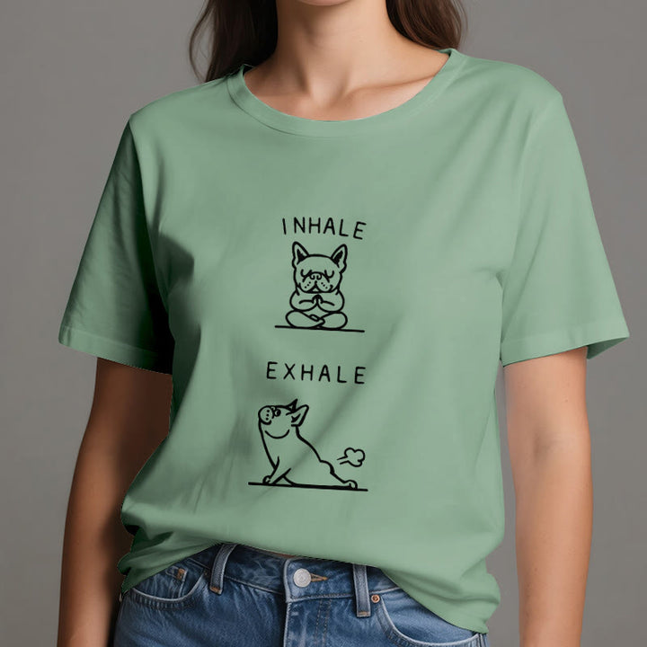 Camiseta espiritual divertida "Inhala y exhala" de Olivenorma Bulldog - image 19