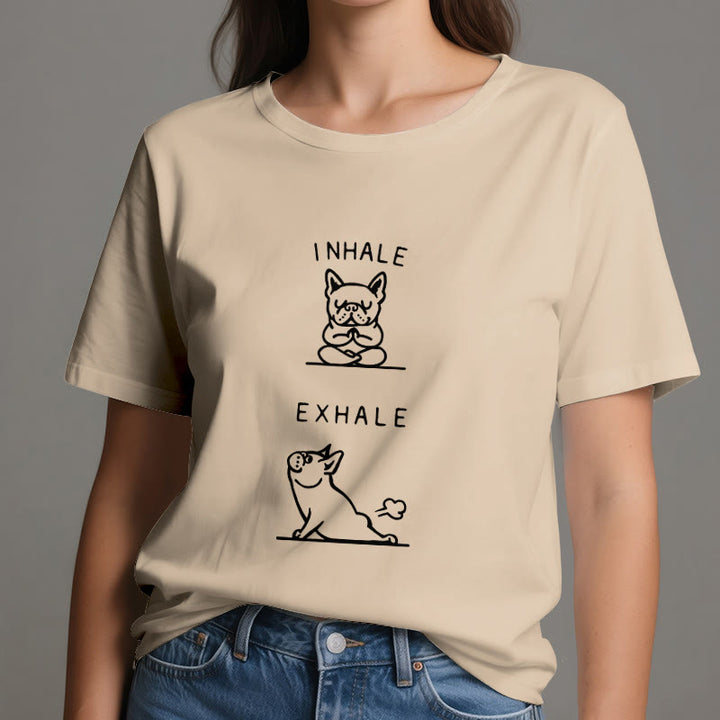 Camiseta espiritual divertida "Inhala y exhala" de Olivenorma Bulldog - image 11
