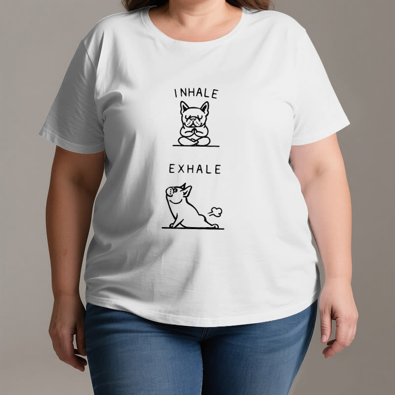 Camiseta espiritual divertida "Inhala y exhala" de Olivenorma Bulldog - image 3