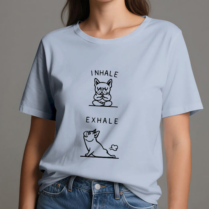 Camiseta espiritual divertida "Inhala y exhala" de Olivenorma Bulldog - image 13